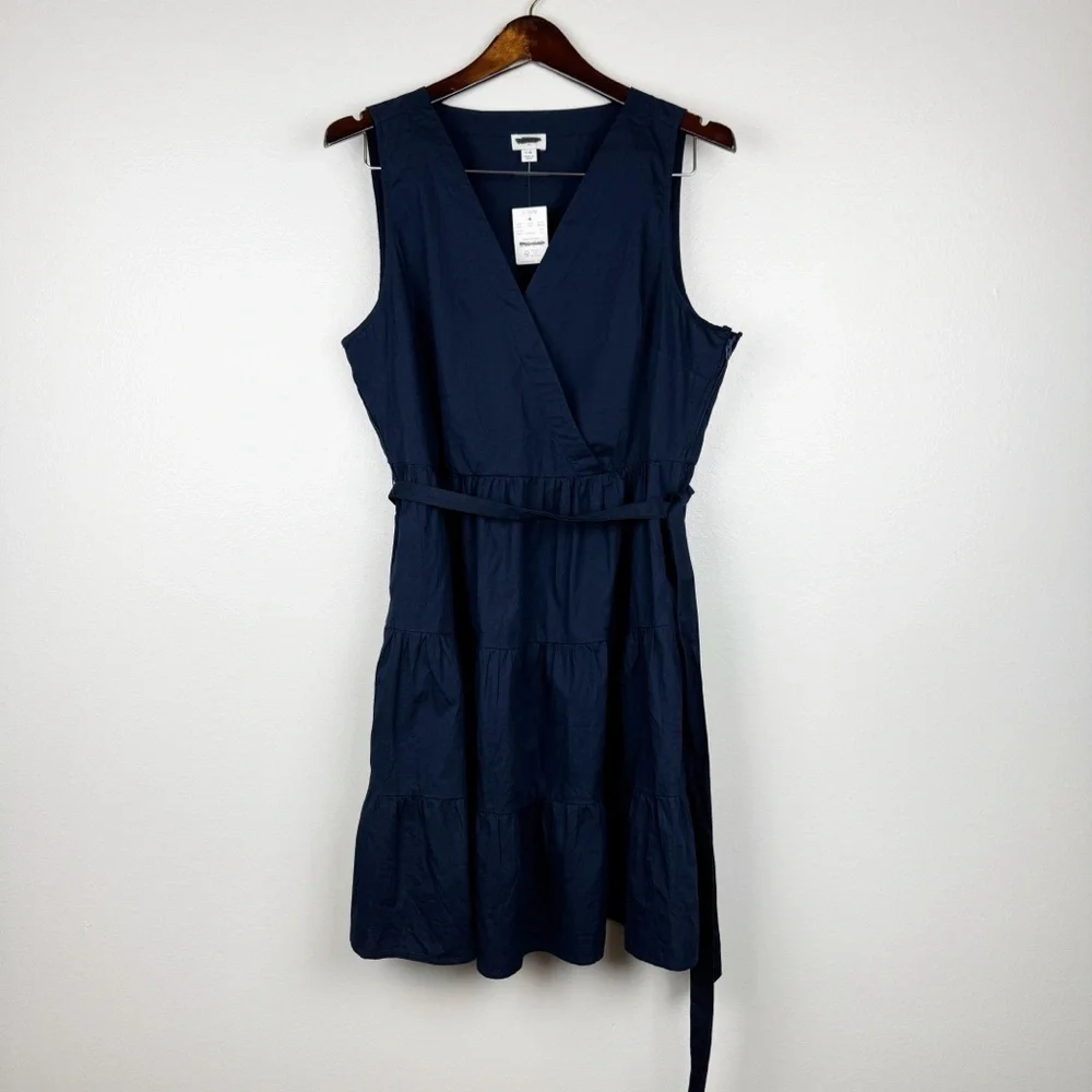 J. Crew Faux Wrap Sleeveless Mini Dress Navy Size 14 NWT - Picture 4 of 9